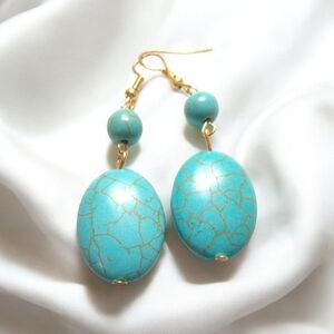 Turquoise and Gold Dangle Earrings